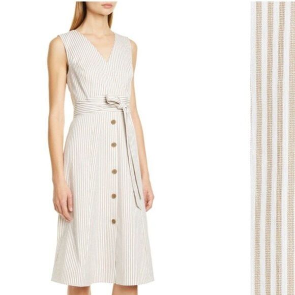 Nordstrom Signature Stripe Bottom Front Dress Womens Size 16 - Picture 4 of 14